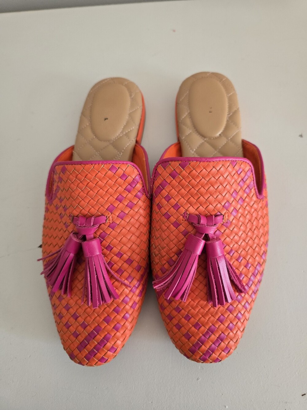 Birdies Phoebe Woven Mule In Sangria Lattice Woven Size 9